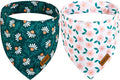 Spring Dog Bandanas with Snap Button, 2 Pack Floral Dog Scarf by THLOHDogBandanas