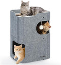 Made4Pets Cat House for Indoor Use, 2-Storey Cube Bed Cave, Covered Hideaway by Made4Pets