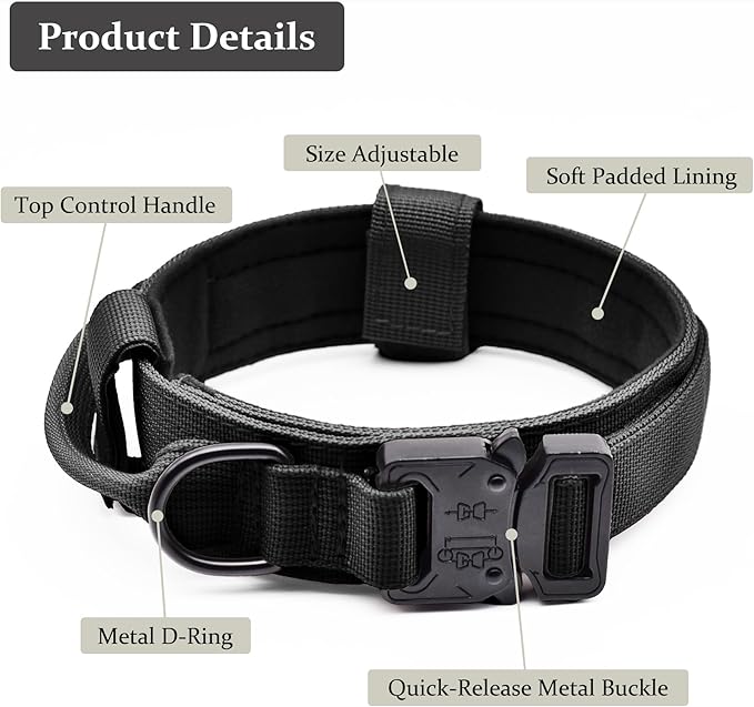 Tactical Dog Collar, Adjustable Military Training Nylon Dog Collar - Image 2