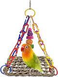 Bird Swing Toy Seagrass Mat, Natural Sea-Weed Woven Parrot Hammock Swing Bird by MUYG