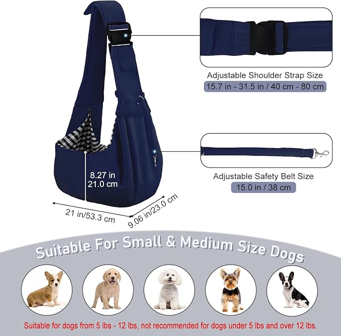 PETLOFT Reversible Dog Cat Sling Carrier, Small Dog Carrier, Adjustable Dog - Image 2
