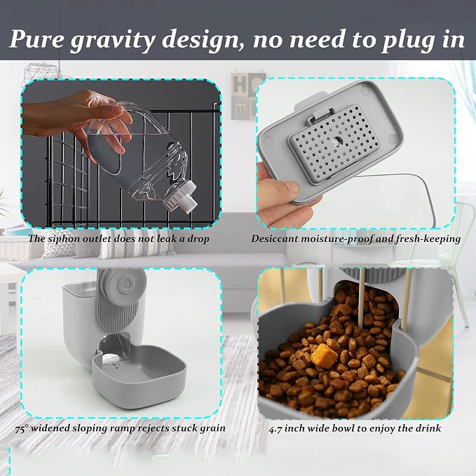 Kenond Hanging Automatic Food Water Dispenser, 35oz Rabbit Feeder Guinea Pig - Image 4
