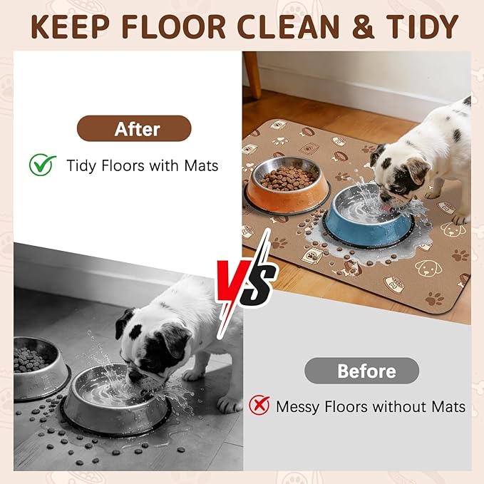 Dog Food Mat for Bowls, Absorbent Quick Dry Dog Cat Mats for Food and Water - Image 3
