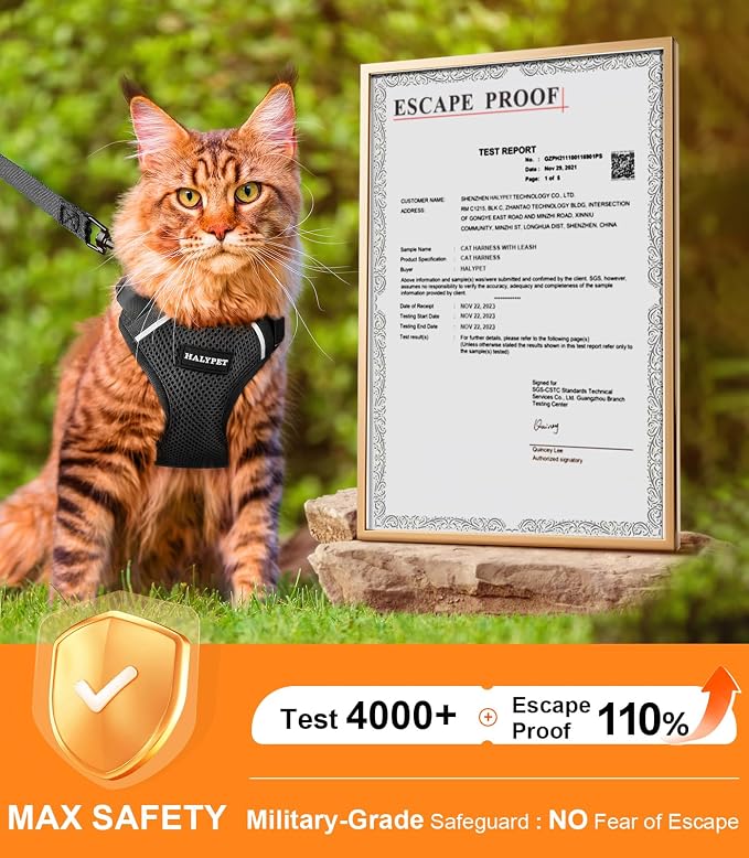 Halypet Cat Harness and Leash Set Escape Proof Soft Adjustable Cat Leash - Image 3