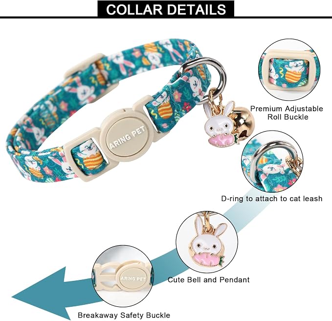 ARING PET 2 Pack Easter Cat Collars-Cute Bunny Cat Collar Breakaway - Image 3