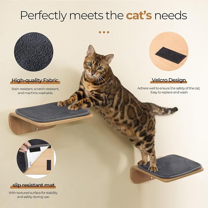 Cat Wall Shelves for Cat Wall Steps, Wooden Floating Modern Mounted Space - Image 3