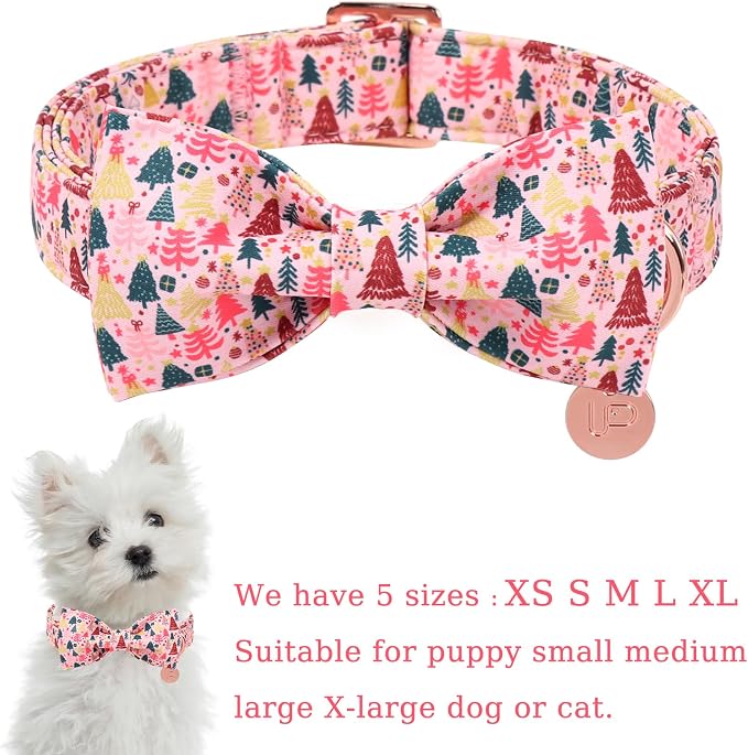 Christmas Dog Collar with Bow Tie, Adjustable Pet Collar with Cute Xmas Tree - Image 2