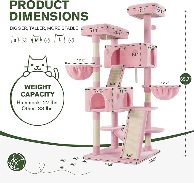 MUTICOR 66 Inches Multi-Level Large Cat Tree Tower - Image 7