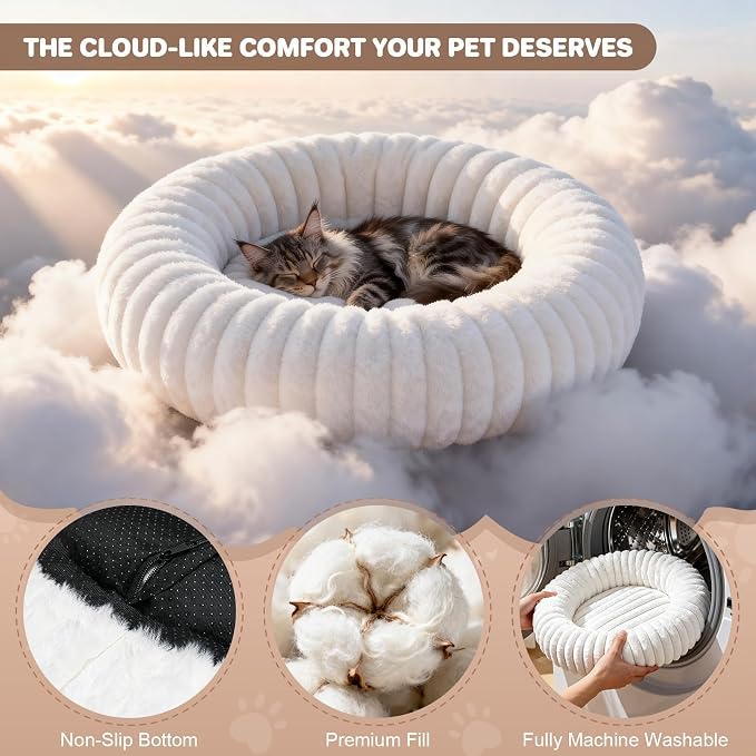 Self Warming Cat Bed, Donut Pet Bed - Image 7