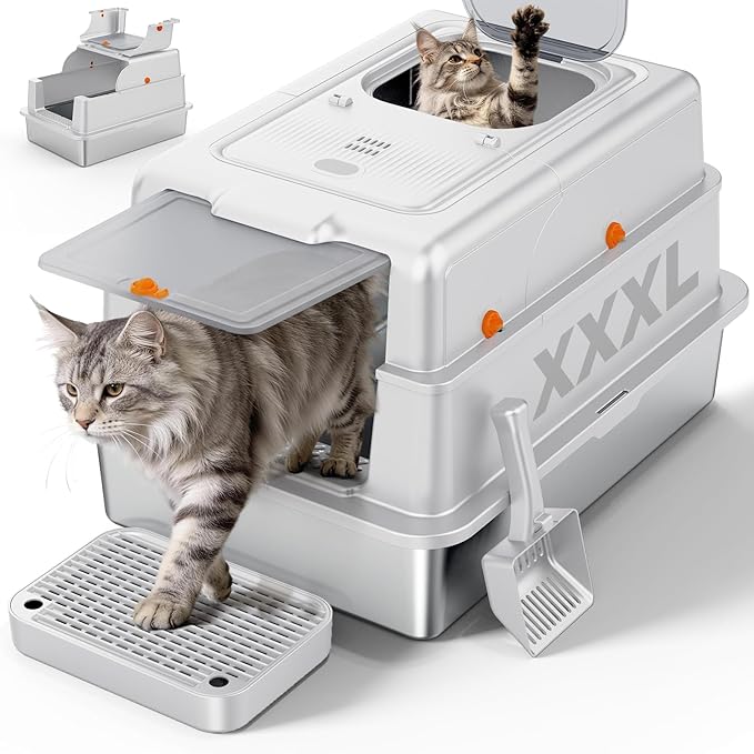 FURTIME XXXL Extra Large Stainless Steel Litter Box by FURTIME