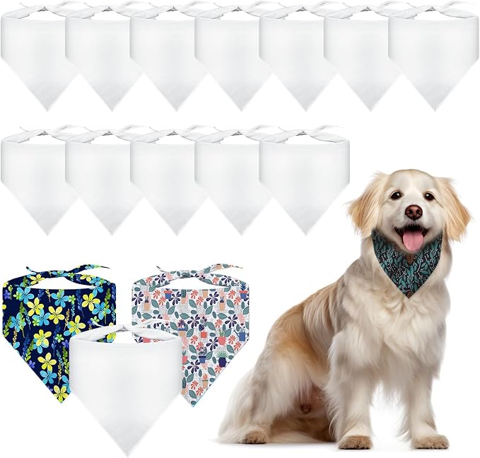 30 PCS Sublimation Blank Dog Bandana, DIY Custom Holiday Dog Scarf, Sublimation by OKBA