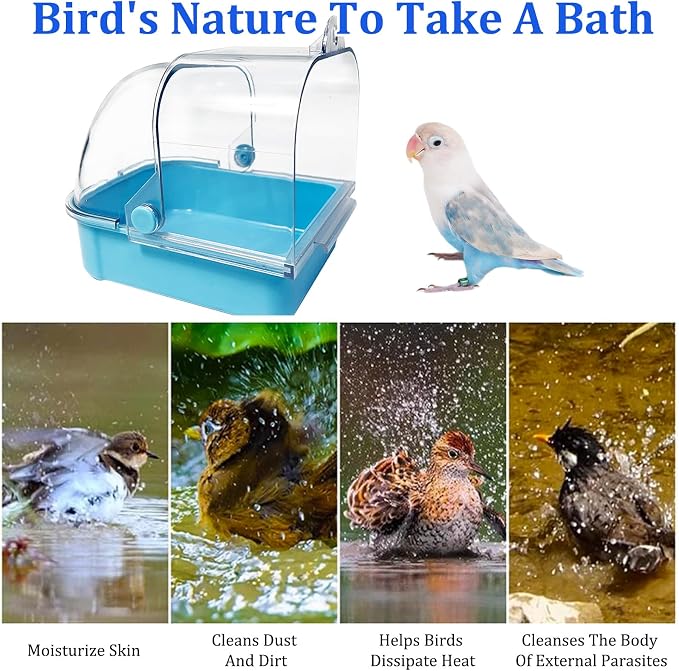 Tfwadmx Bird Cage Bath Hanging Bird Bath Supplies Parrot Bath Tub Water Shower - Image 5