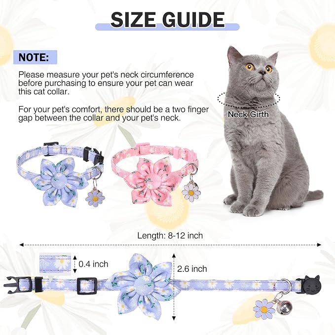Breakaway Cat Collars for Girl Boy Cats, 2 Pack Cute Kitten Collar - Image 5