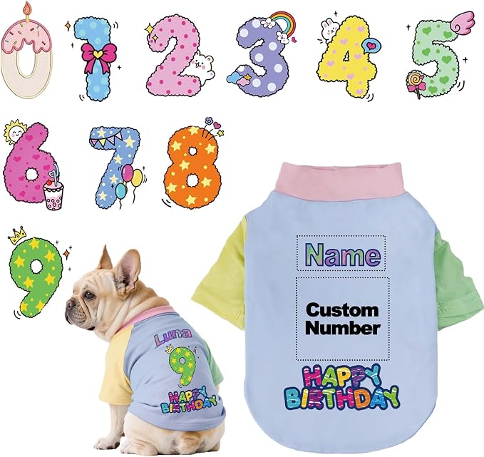 Custom Dog Birthday Shirt, Personalized Pet Apparel Print by Unknown