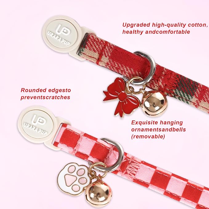Cat Collar-2Pack Autumn Orange Plaid Kitten Collars-Halloween Plaid Breakaway - Image 6
