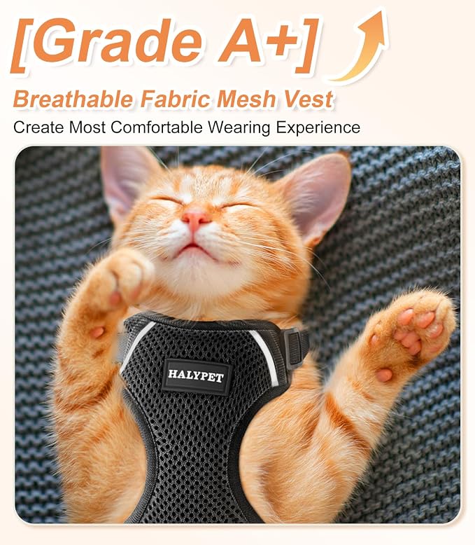 Halypet Cat Harness and Leash Set Escape Proof Soft Adjustable Cat Leash - Image 2