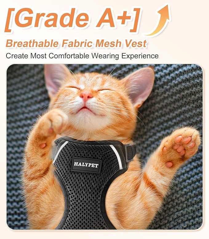 Halypet Cat Harness and Leash Set Escape Proof Soft Adjustable Cat Leash - Image 2