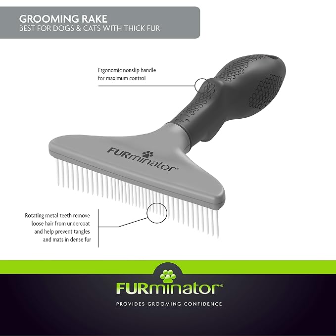 FURminator Dog/Cat Grooming Rake, Grooming Tool, Removes Loose Hair and Tangles - Image 7