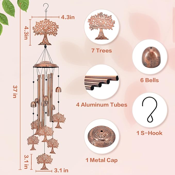 Tree of Life Wind Chimes for Outside, Tree of Life Gifts for Women/Men/Sympathy - Image 4