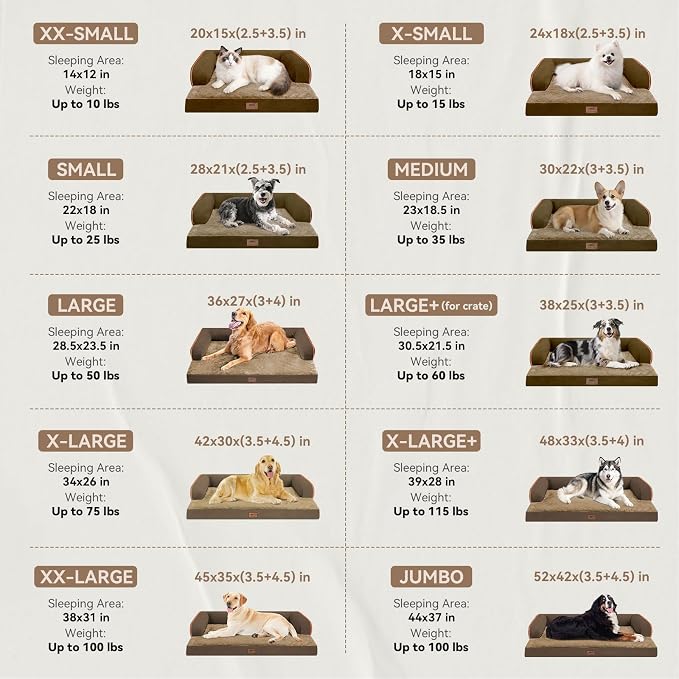 Orthopedic Large Dog Bed Washable: Brown Gaint Size Dog Beds - Image 3