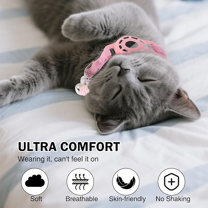 Airtag Cat Collar Breakaway, Stretchy Cat Tracker Collar - Image 7