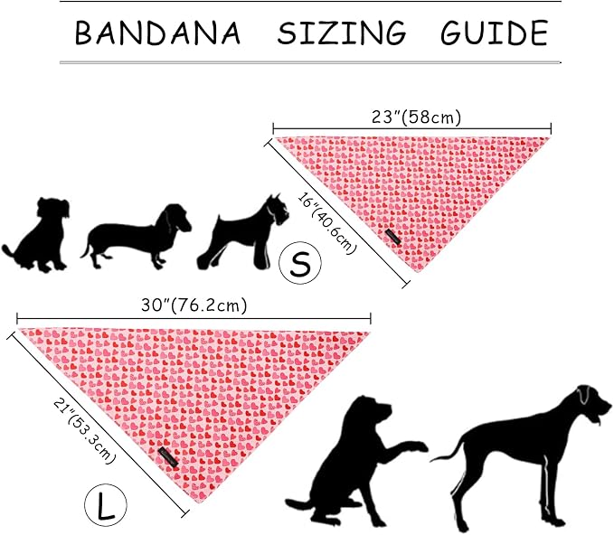 ARING PET Valentine Dog Bandana, Cute Pink Red Pink Pet Bandanas Scarf Triangle - Image 6