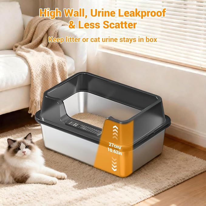 Stainless Steel Litter Box, XL Enclosed Cat Litter Boxes - Image 9