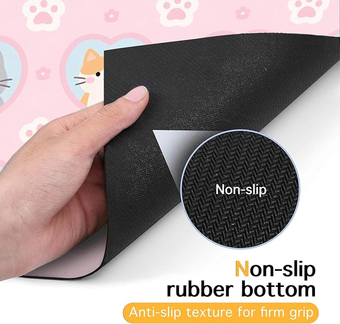 Cat Feedings Mats 20x12 inch Pink Kitten Print Pet Bowl Placemat Non Slip Mat - Image 7