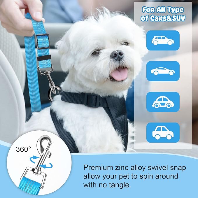 BWOGUE Pet Dog Cat Seat Belts, Car Headrest Restraint Adjustable Safety Leads - Image 5