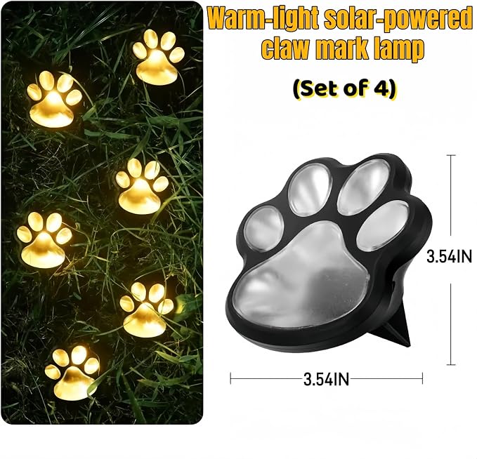 3pcs-Solar Paw Print Lights, Wireless of Cat Dog Animal Solar Lights Outdoor - Image 5