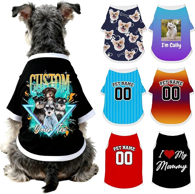 Custom Dog Shirt with Name Photo Text Logo Personalized Dog Pullover Shirts by Unknown