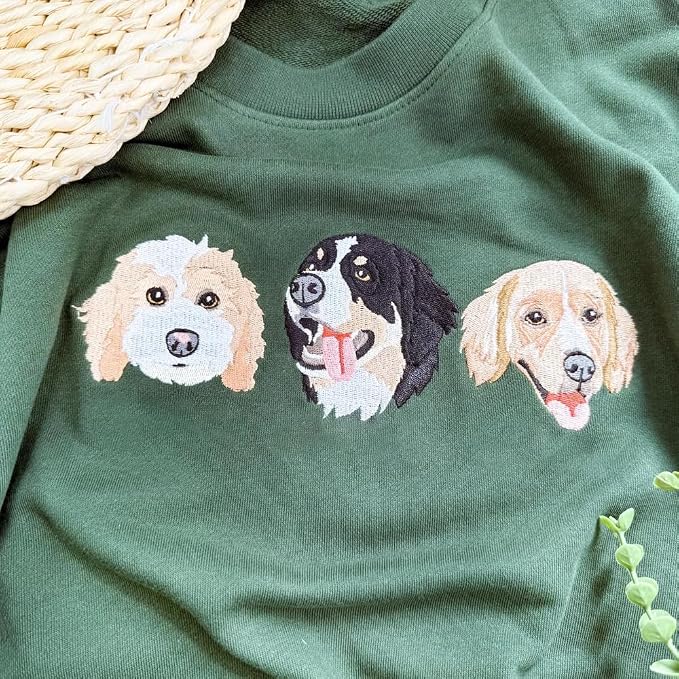 Custom Pet Embroidered Sweatshirt, Custom Dog Face Embroidered Sweatshirt - Image 2