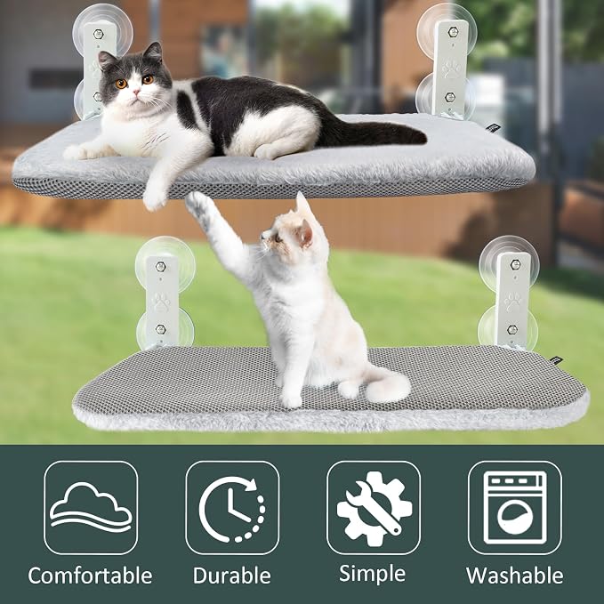 Sunhoo Cat Window Hammock Perch Cordless Perches Window Sill Seat Bed Foldable - Image 4