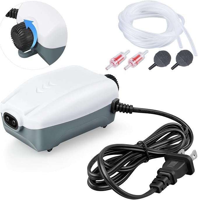 HITOP Dual Outlet Aquarium Electric Air Pump, Whisper Adjustable Fish Tank by HITOP-FocusonAquarium