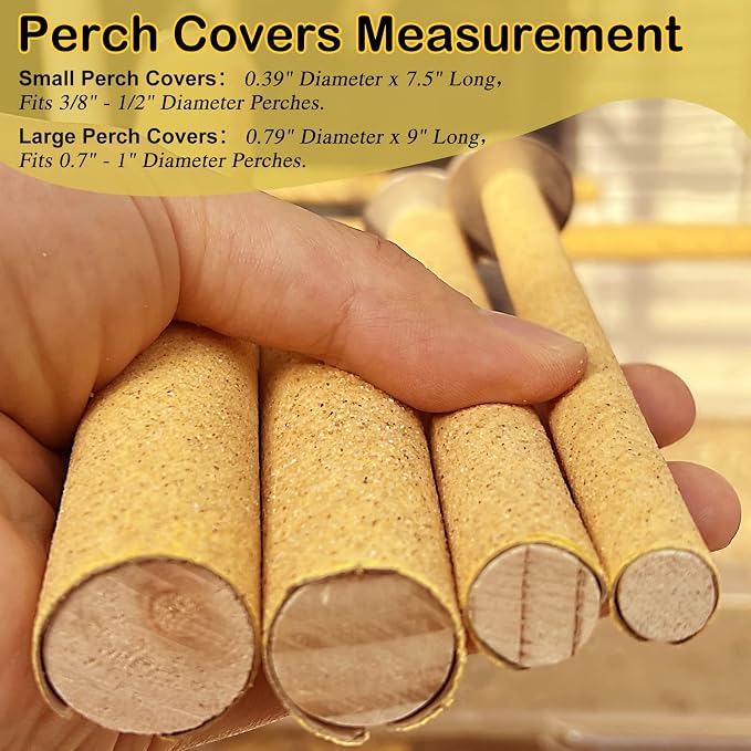 S&X Small Bird Perch Covers, Sand Perch Covers Sandpaper - Image 5