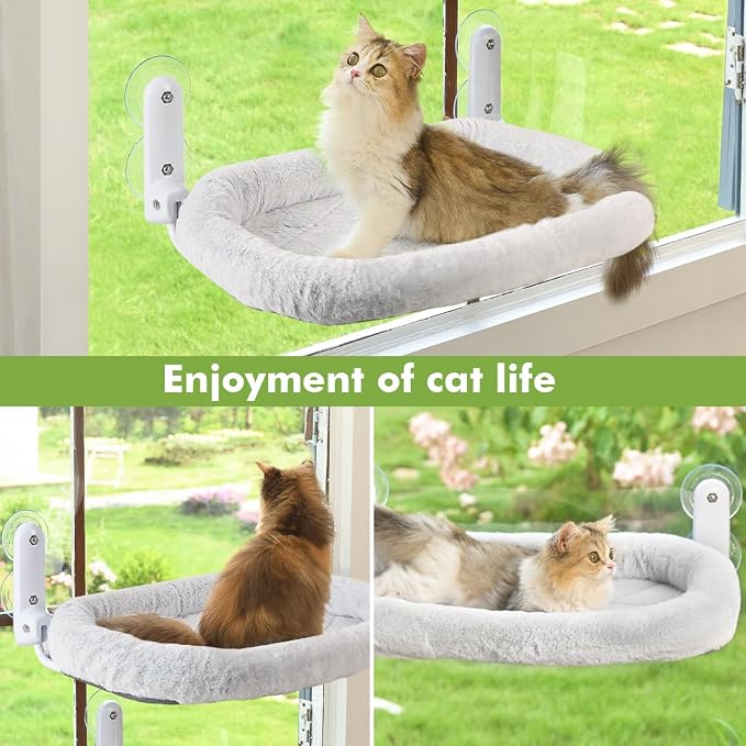 2PC Cat Window Perch with Bolster Foldable Cat Hammock Cushion Bed - Image 7