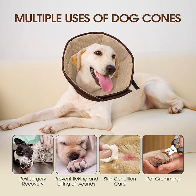 Dog Cone Collar After Surgery for Medium Dogs, Adjustable Soft Recovery Cone - Image 5