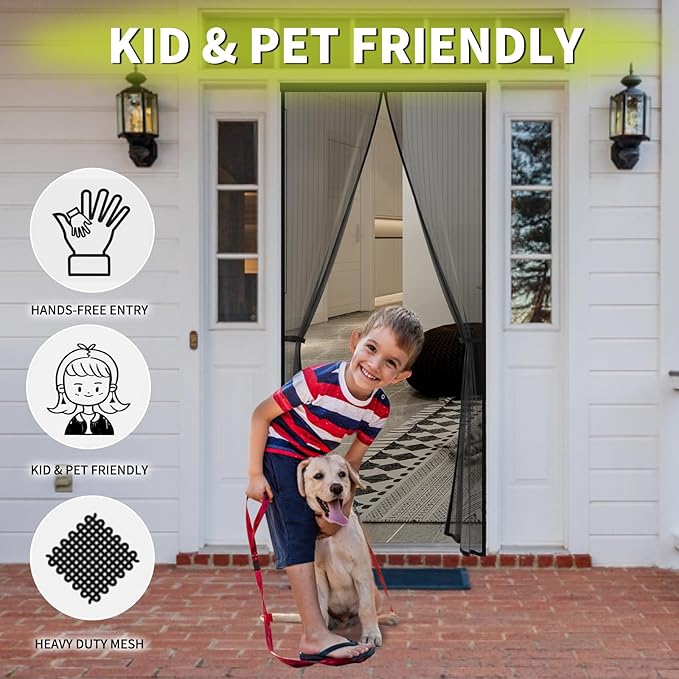 Magnetic Screen Door for 48 x 83 Inch French Door, Screen Itself Size: 50" x 84" - Image 5