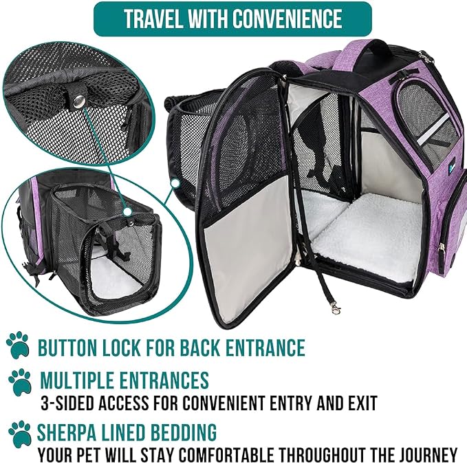 PetAmi Dog Cat Backpack Carrier, Expandable Pet Carrier Backpack - Image 4