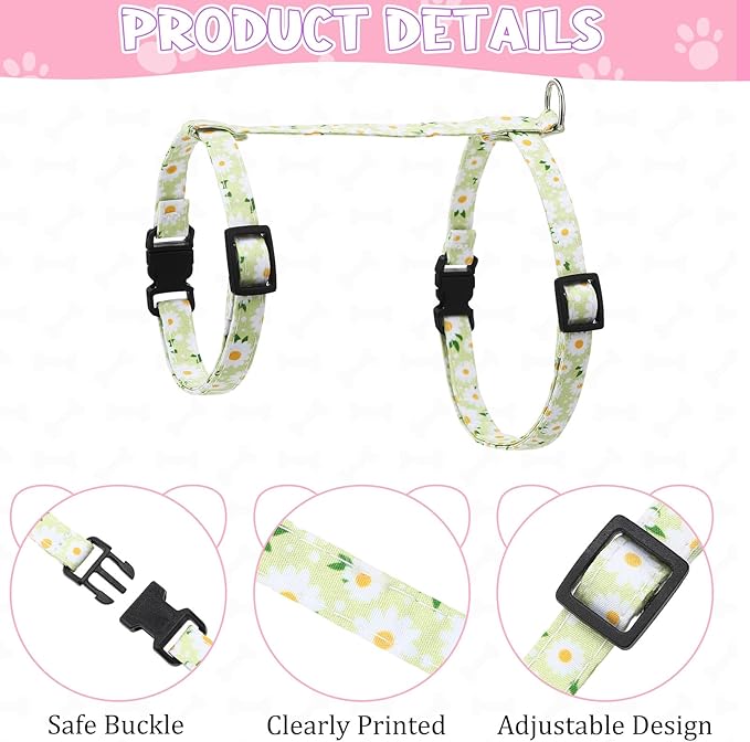 2 Pack Floral Cat Harness and Leash, Escape Proof Adjustable Kitten Harness - Image 2