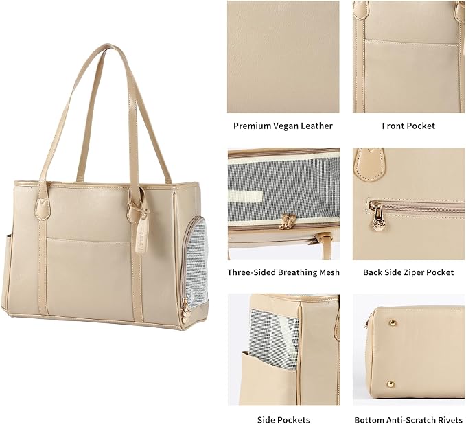 Stylish Dog Purse Carrier, Leather Pet Carrier Bag - Image 4