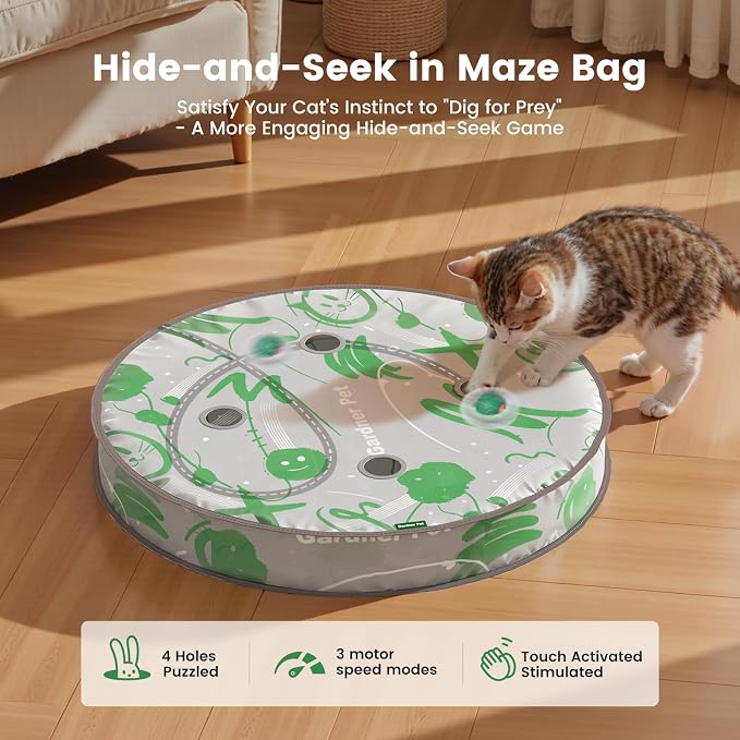 Gardner Pet Interactive Cat Toys Ball, Self Moving Ball in 4 Holes Play Mat - Image 4