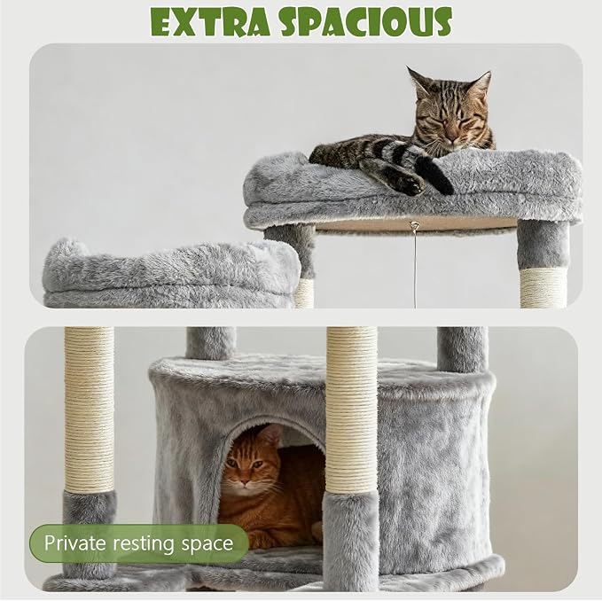 78.8" Large Cat Tree Tower for Indoor Kitties, Sisal Scratching Posts, Hammock - Image 2
