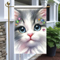 Cute Kitty Garden Flag 12x18 Inch Bling Rhinestone Cat Face Banner Double Sided by Unknown