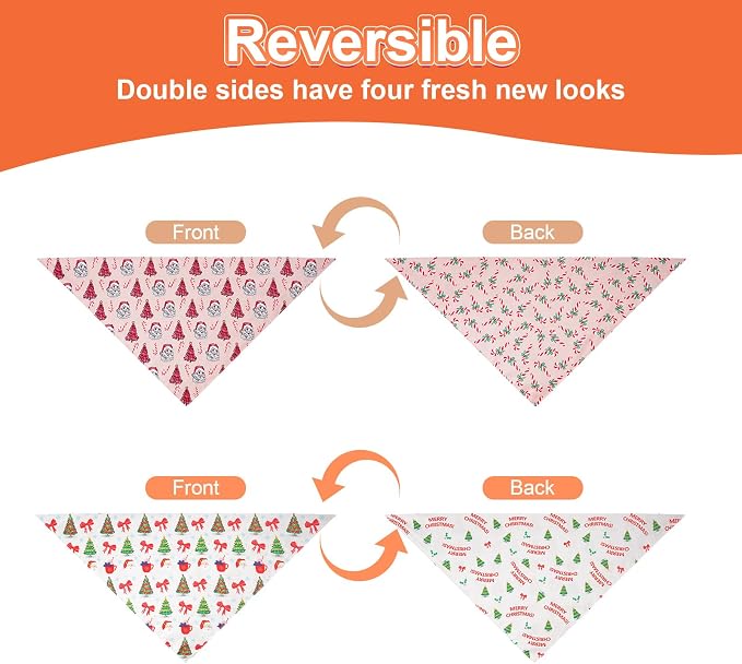 Cute Christmas Dog Bandanas Small 2PCS, 4 Pattern Holiday Scarf - Image 6