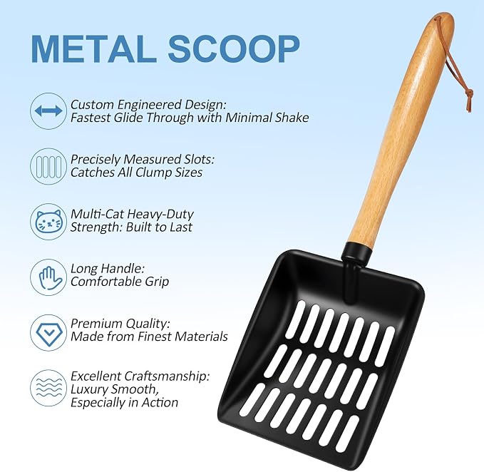 Cat Litter Scoop, Metal Litter Scoop, Heavy Duty Metal Cat Scooper - Image 3