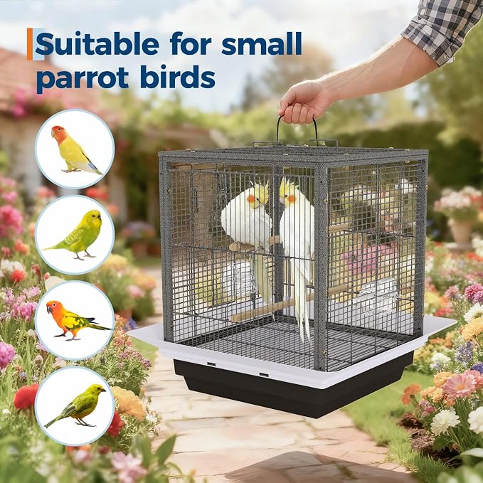 Garvee Small Bird Cage with Playground Stand, 20 Inch High Travel Bird Cage - Image 6