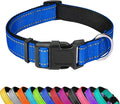 Reflective Dog Collar, Adjustable Soft Neoprene Padded Nylon Pet Collars by PWOD