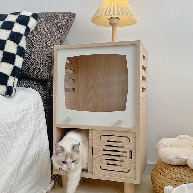Cat House Side Table, 2-in-1 Wooden Cat House and Bedside Table - Image 7