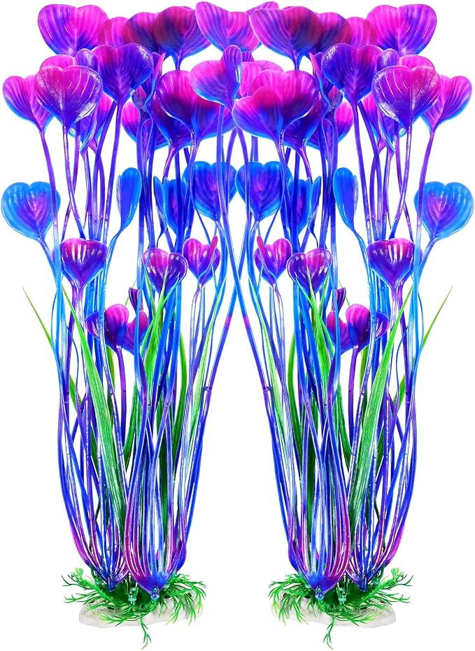 AQUANEAT Artificial Fish Tank Plants, Plastic Aquarium Accessories Large by Aquaneat